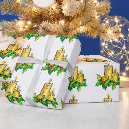 Gele groene kerst cadeaupapier