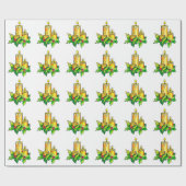 Gele groene kerst cadeaupapier (Vlak)