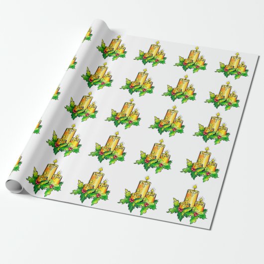Gele groene kerst cadeaupapier (Uitgerold)