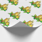 Gele groene kerst cadeaupapier (Hoek)