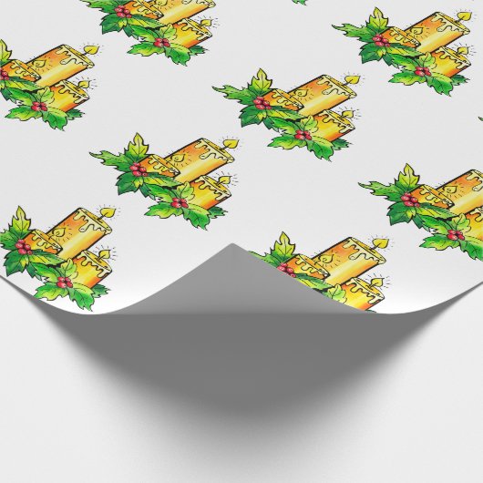 Gele groene kerst cadeaupapier (Hoek)