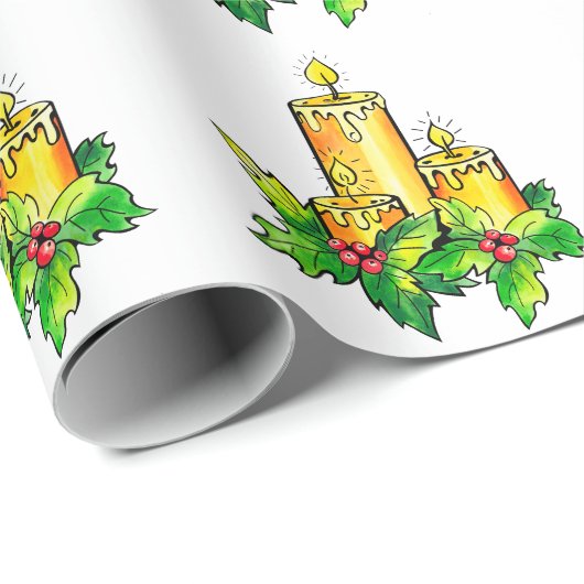 Gele groene kerst cadeaupapier (Rol Hoek)