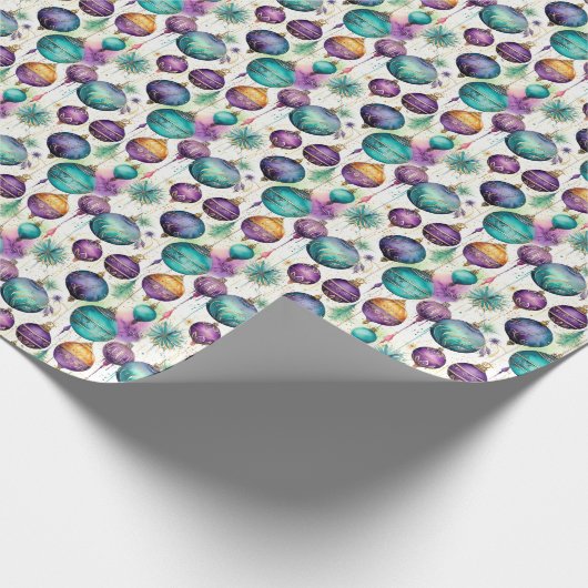 Gele, groene, Paarse elegante Ornamenten Cadeaupapier (Hoek)