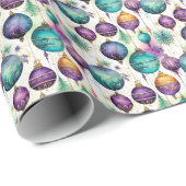 Gele, groene, Paarse elegante Ornamenten Cadeaupapier (Rol Hoek)