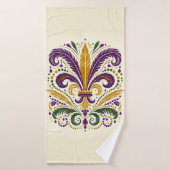 Gele, groene paarse fleur de lis veren badhanddoek (Badhanddoek)