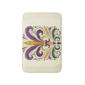 Gele, groene paarse fleur de lis veren badmat (Voorkant Verticaal)