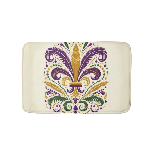Gele, groene paarse fleur de lis veren badmat (Voorkant)
