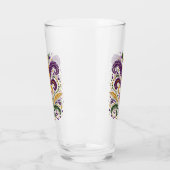 Gele, groene paarse fleur de lis veren glas (Links)