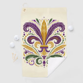 Gele, groene paarse fleur de lis veren golfhanddoek (Insitu)