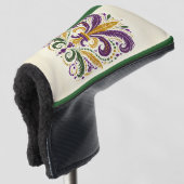 Gele, groene paarse fleur de lis veren golfheadcover