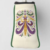 Gele, groene paarse fleur de lis veren golfheadcover