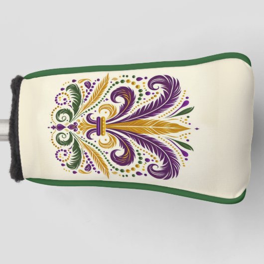 Gele, groene paarse fleur de lis veren golfheadcover