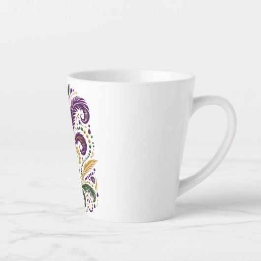 Gele, groene paarse fleur de lis veren latte mok (Rechts)