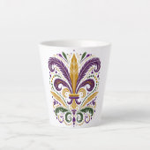 Gele, groene paarse fleur de lis veren latte mok (Voorkant)