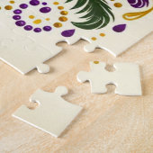 Gele, groene paarse fleur de lis veren legpuzzel (Zijkant)