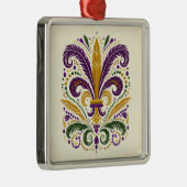 Gele, groene paarse fleur de lis veren metalen ornament (Rechts)