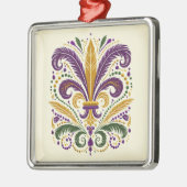 Gele, groene paarse fleur de lis veren metalen ornament (Links)
