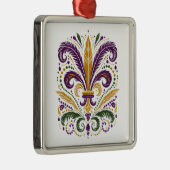 Gele, groene paarse fleur de lis veren metalen ornament (Rechts)