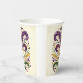 Gele, groene paarse fleur de lis veren papieren bekers (Links)