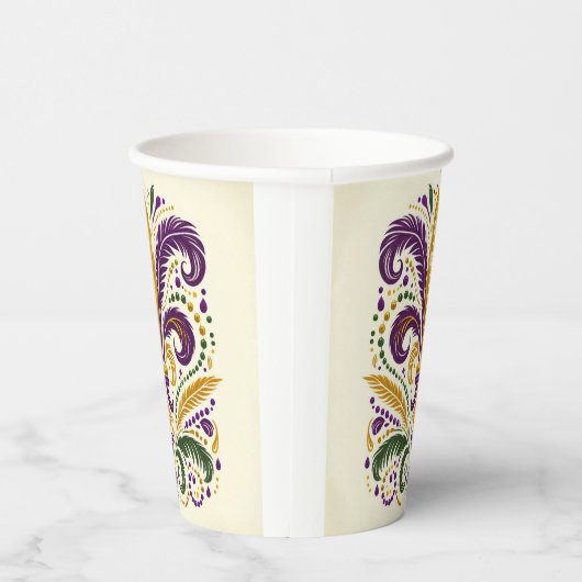 Gele, groene paarse fleur de lis veren papieren bekers (Rechts)