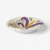 Gele, groene paarse fleur de lis veren papieren kommen (Gebogen)