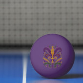 Gele, groene paarse fleur de lis veren pingpongbal (Net)