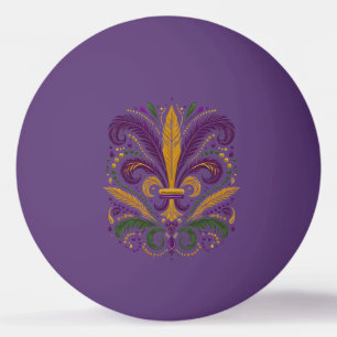 Gele, groene paarse fleur de lis veren pingpongbal