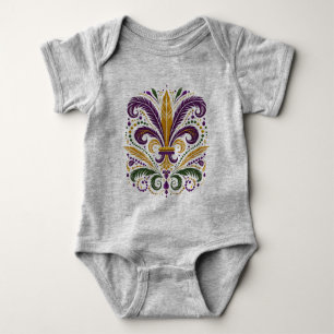 Gele, groene paarse fleur de lis veren romper