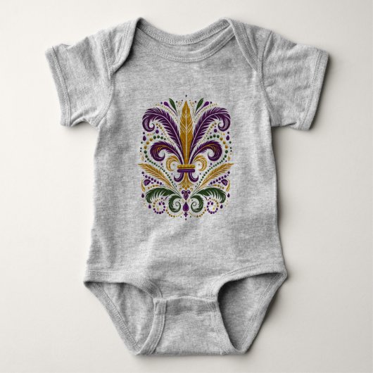 Gele, groene paarse fleur de lis veren romper (Voorkant)