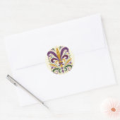 Gele, groene paarse fleur de lis veren ronde sticker (Envelop)