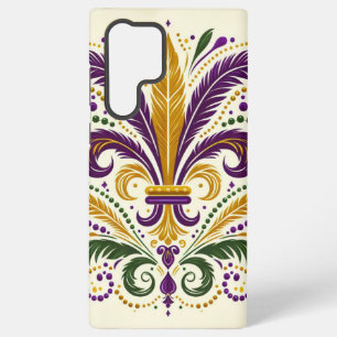 Gele, groene paarse fleur de lis veren samsung galaxy hoesje