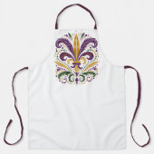 Gele, groene paarse fleur de lis veren schort (Voorkant)