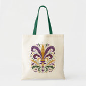 Gele, groene paarse fleur de lis veren tote bag (Voorkant)