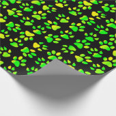 Gele Groene Paw Prints - Inpakpapier (Hoek)