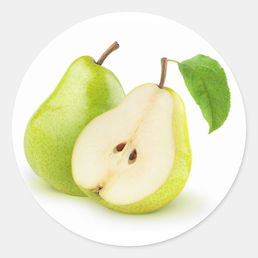 Gele groene peren ronde sticker (Voorkant)