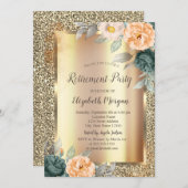 Gele groene Rozen Gold Glitter Retirement Kaart (Voorkant / Achterkant)