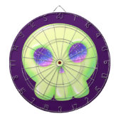 Gele groene ruimte Oogkleurige schedel Tekenen Dartbord (Voorkant)