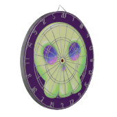 Gele groene ruimte Oogkleurige schedel Tekenen Dartbord (Voorkant Links)