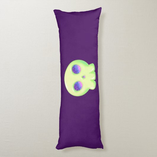 Gele groene ruimte Oogkleurige schedel Tekenen Lichaamskussen (Achterkant (Verticaal))