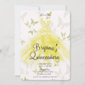 Gele groene vlinder Dans Quinceañera Kaart (Voorkant)