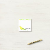 Gele groene Waterverf Budgie Parakeet Post-it® Notes (Op bureau)