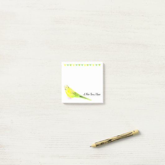 Gele groene Waterverf Budgie Parakeet Post-it® Notes (Op bureau)