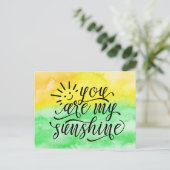 Gele groene Waterverf Je bent mijn zonneschijn Briefkaart (Staand voorkant)