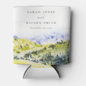 Gele groene Waterverf Landelijke Hills Wedding Blikjeskoeler (Voorkant)