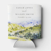 Gele groene Waterverf Landelijke Hills Wedding Blikjeskoeler (Achterkant)