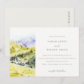 Gele groene Waterverf Landelijke Hills Wedding Kaart (Voorkant / Achterkant)