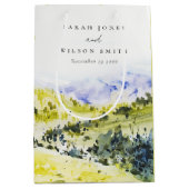 Gele groene Waterverf Landelijke Hills Wedding Medium Cadeauzakje (Voorkant)