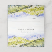 Gele groene Waterverf Landelijke Hills Wedding Plaatskaartje (Buitenkant ongevouwen)