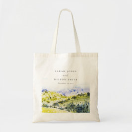 Gele groene Waterverf Landelijke Hills Wedding Tote Bag