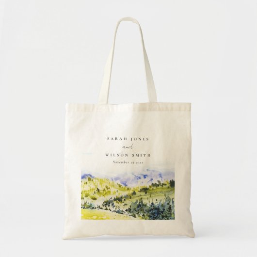 Gele groene Waterverf Landelijke Hills Wedding Tote Bag (Voorkant)